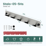 Porte-manteau mural Glasvilla, crochets muraux en aluminium, porte-manteau avec crochets pliables, tringle à vêtements, crochets pour vêtements Stalo-04+05 