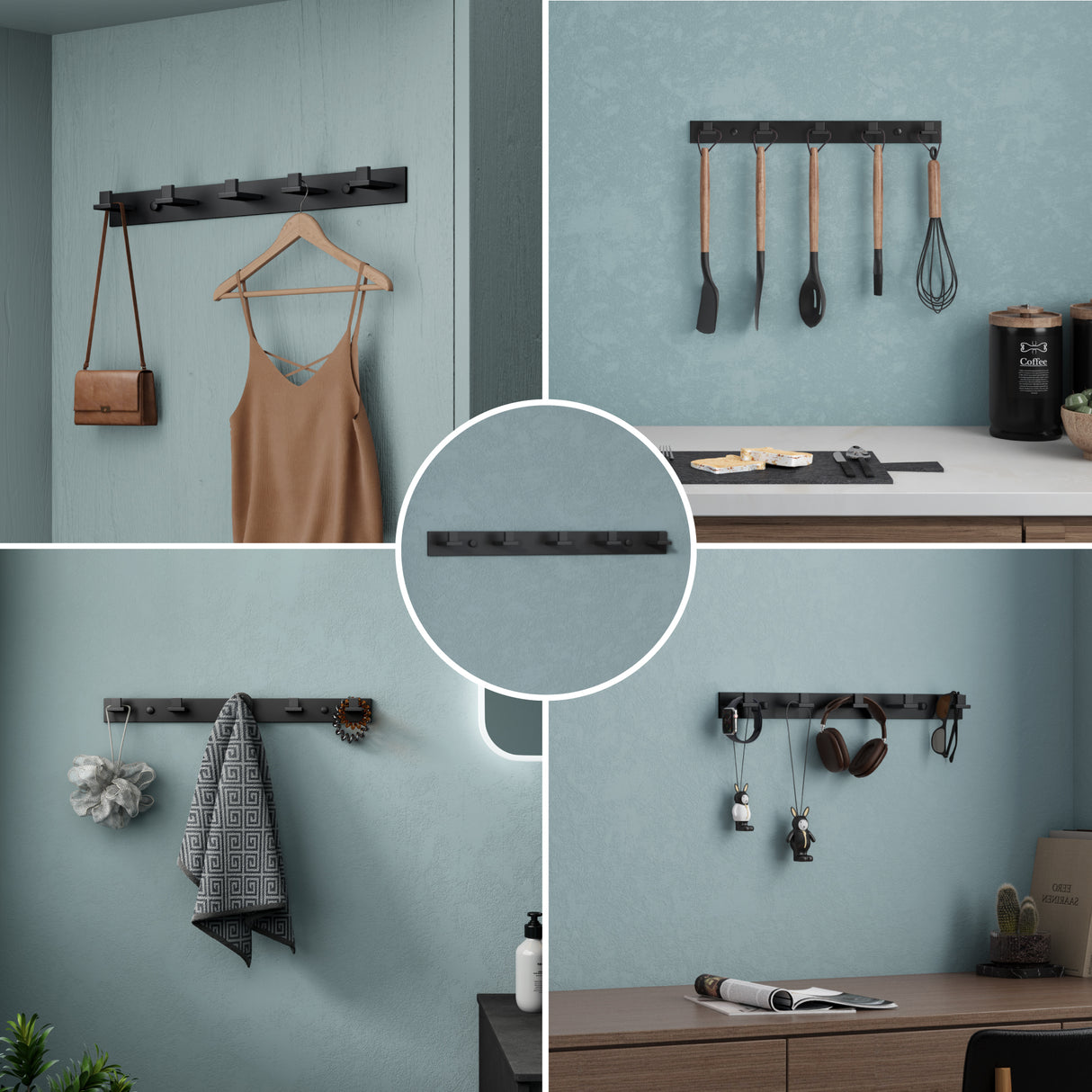 glasvilla Patères Porte-Manteau Mural Crochets Muraux en Acier Inoxydable à Manteaux Stalo-06+Stalo-07