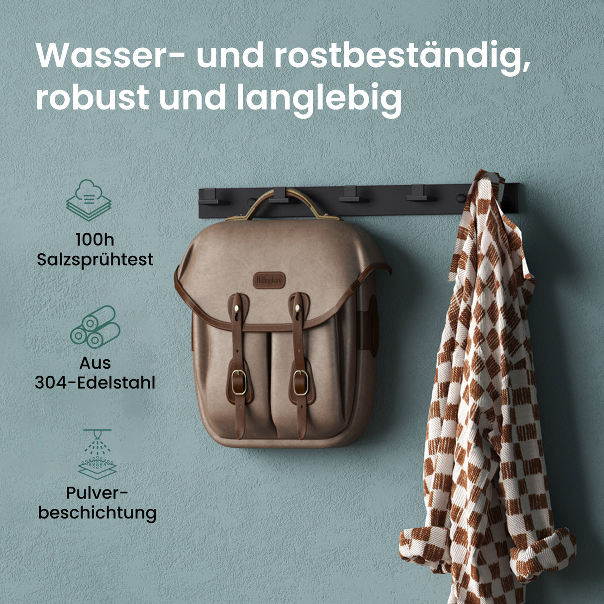 glasvilla Patères Porte-Manteau Mural Crochets Muraux en Acier Inoxydable à Manteaux Stalo-06+Stalo-07