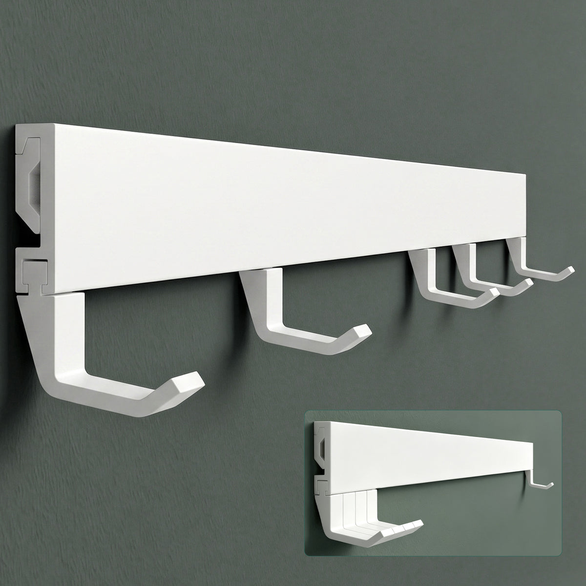 glasvilla Garderobenleiste mit verstellbaren Haken, Kleiderhaken aus Aluminium, Wandgarderobe Garderobenhaken Stalo-10