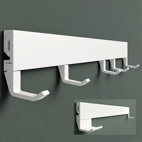 glasvilla Garderobenleiste mit verstellbaren Haken, Kleiderhaken aus Aluminium, Wandgarderobe Garderobenhaken Stalo-10