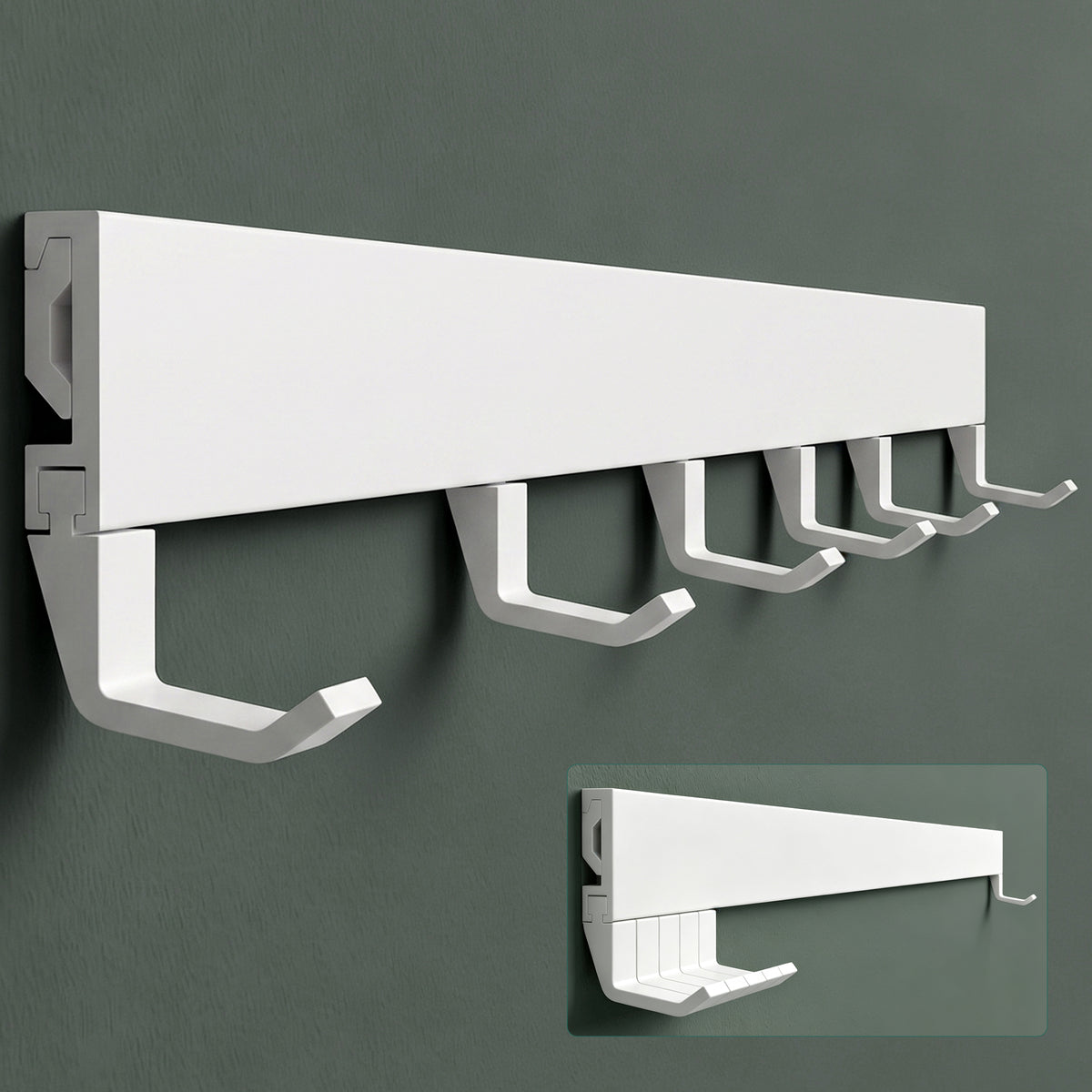 glasvilla Garderobenleiste mit verstellbaren Haken, Kleiderhaken aus Aluminium, Wandgarderobe Garderobenhaken Stalo-10