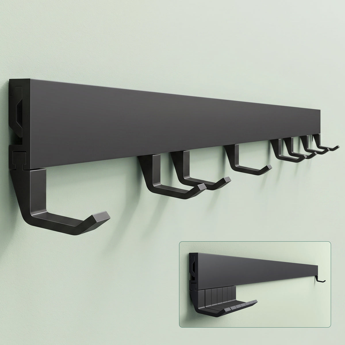 glasvilla Garderobenleiste mit verstellbaren Haken, Kleiderhaken aus Aluminium, Wandgarderobe Garderobenhaken Stalo-10