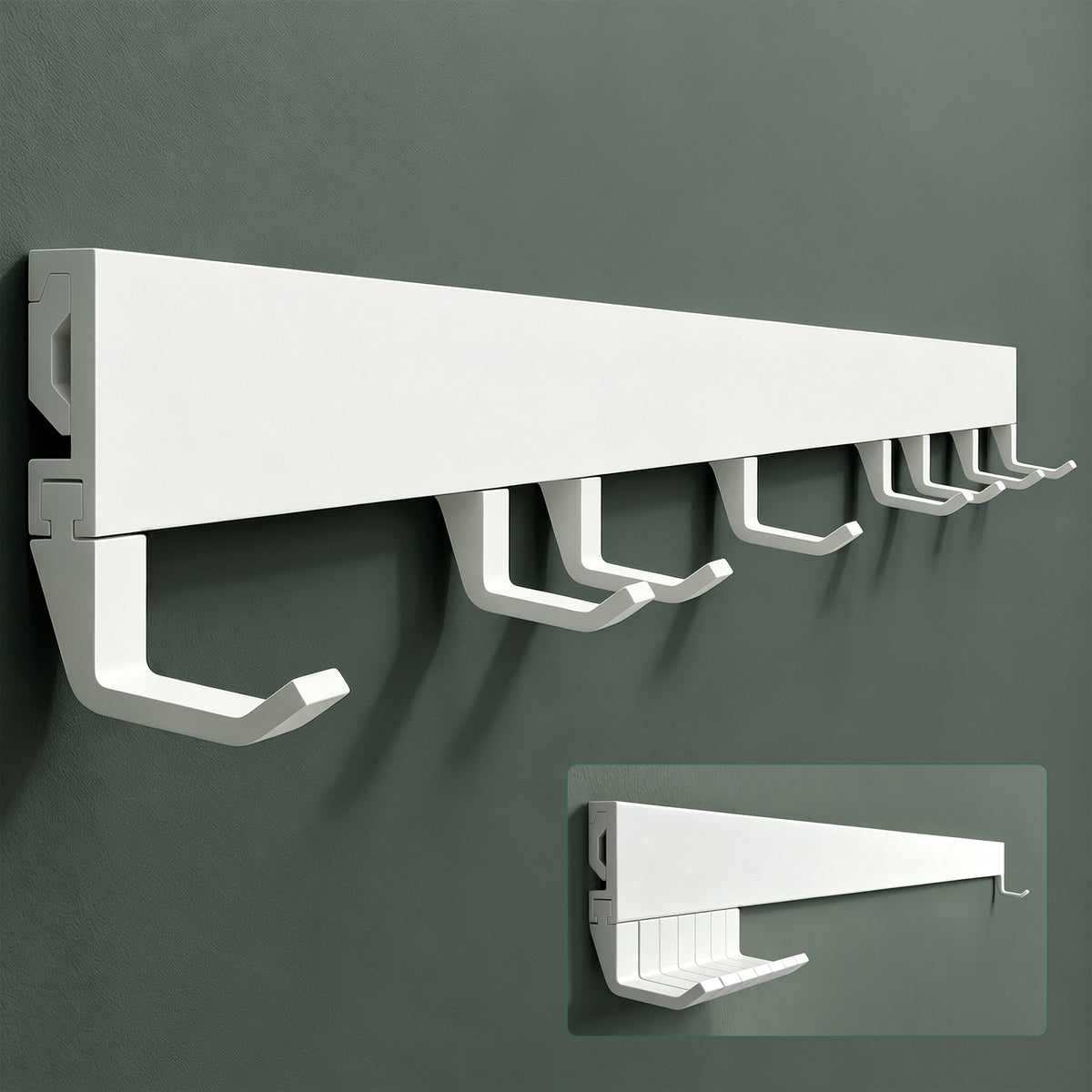 glasvilla Garderobenleiste mit verstellbaren Haken, Kleiderhaken aus Aluminium, Wandgarderobe Garderobenhaken Stalo-10
