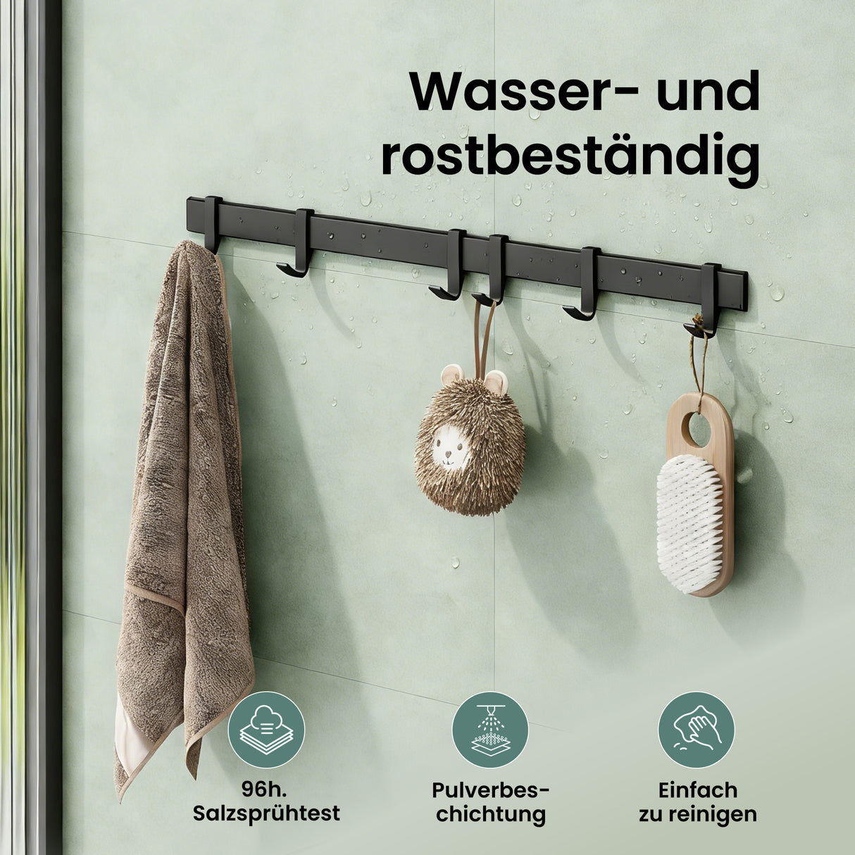 glasvilla Kleiderhaken zum Bohren oder Kleben, Garderobenleiste aus Aluminium, Garderobenhaken Wandhaken Stalo-12