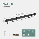 glasvilla Kleiderhaken zum Bohren oder Kleben, Garderobenleiste aus Aluminium, Garderobenhaken Wandhaken Stalo-12