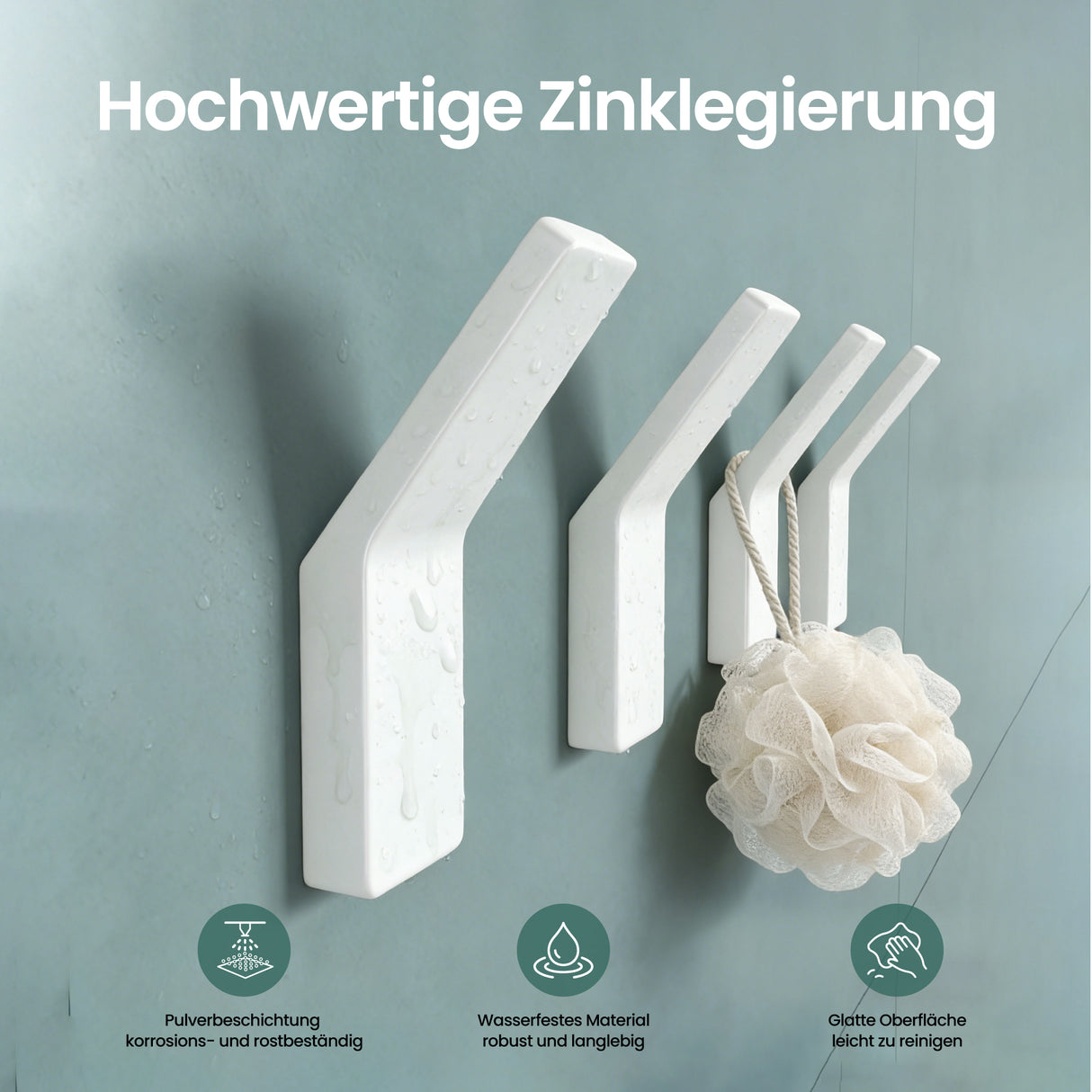 glasvilla Kleiderhaken Garderobenhaken 4 Stück, Wandhaken zum Bohren oder Kleben für Schlafzimmer, Badezimmer, Kleiderschrank, Wohnzimmer Stalo-13