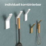 glasvilla Kleiderhaken Garderobenhaken 4 Stück, Wandhaken zum Bohren oder Kleben für Schlafzimmer, Badezimmer, Kleiderschrank, Wohnzimmer Stalo-13