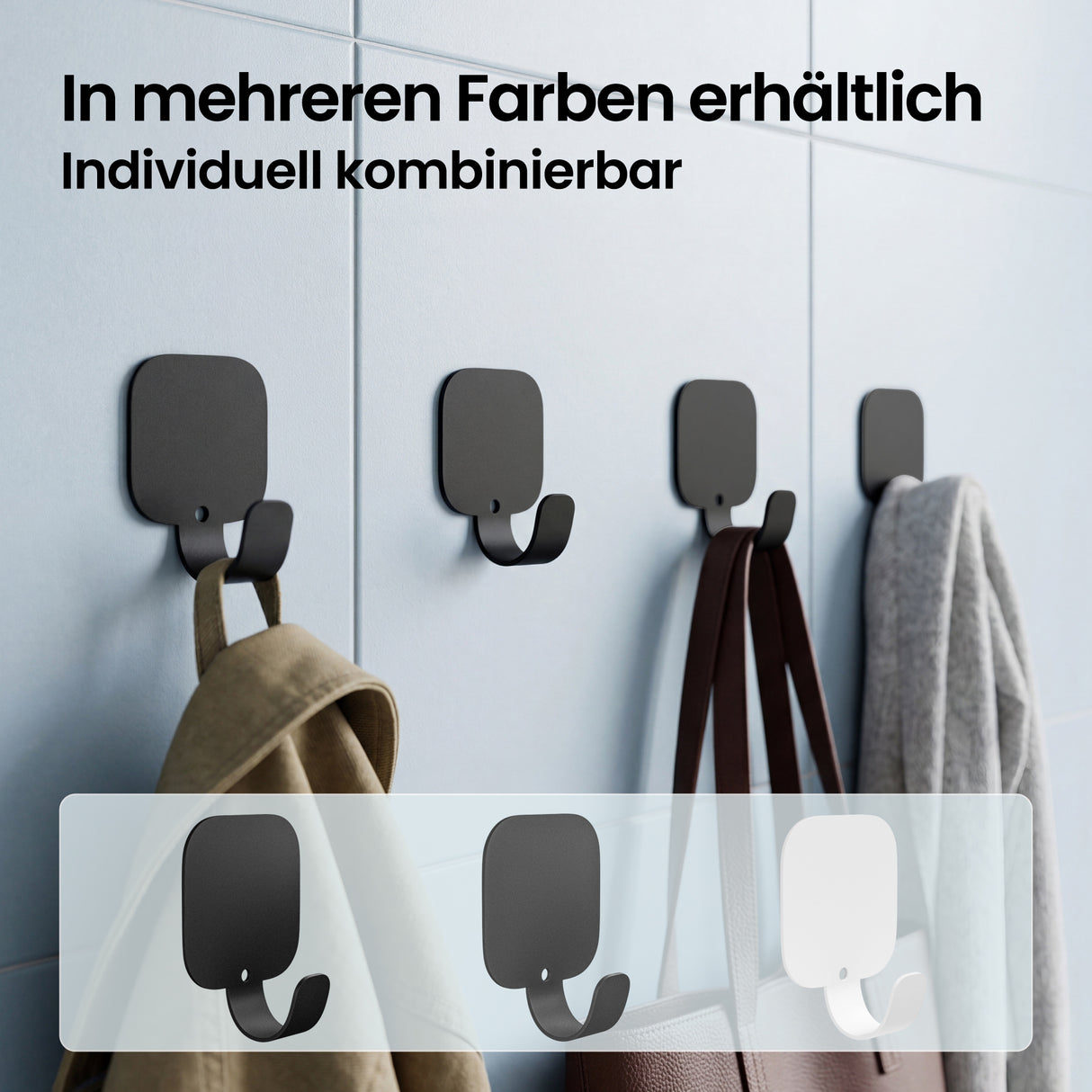 glasvilla Kleiderhaken 4 Stück, Garderobenhaken ohne bohren aus Aluminiumlegierung, Wandhaken  Stalo-15