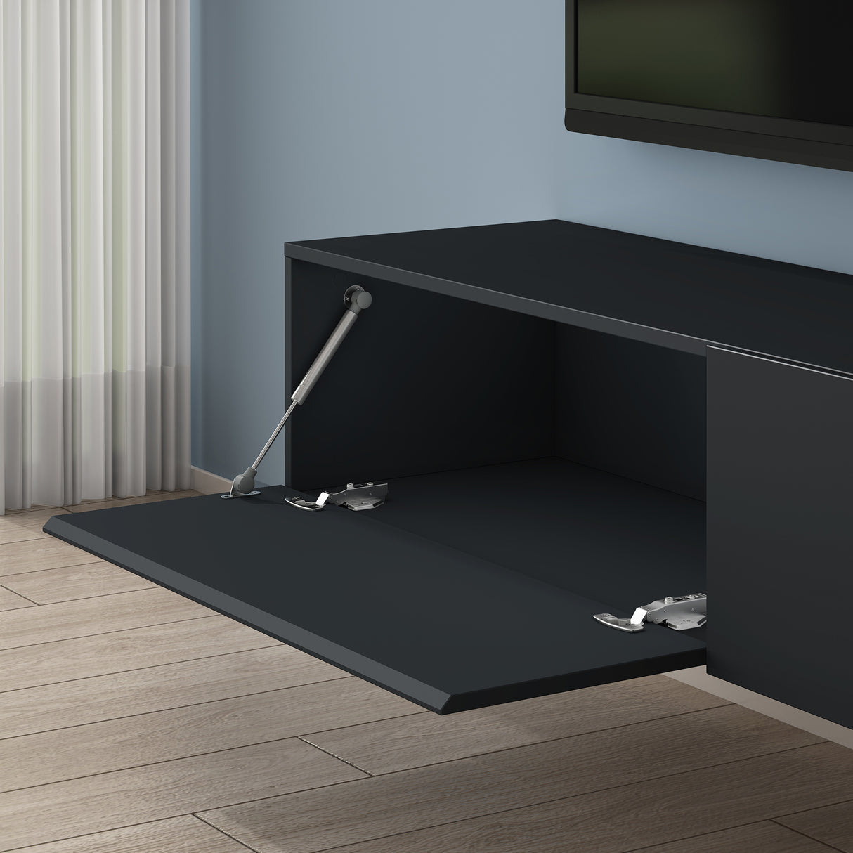 glasvilla Table TV Meuble TV Poignée Dissimulée avec Fermeture en Douceur Meuble Mural Bas pour Salon Fernsehschrank02