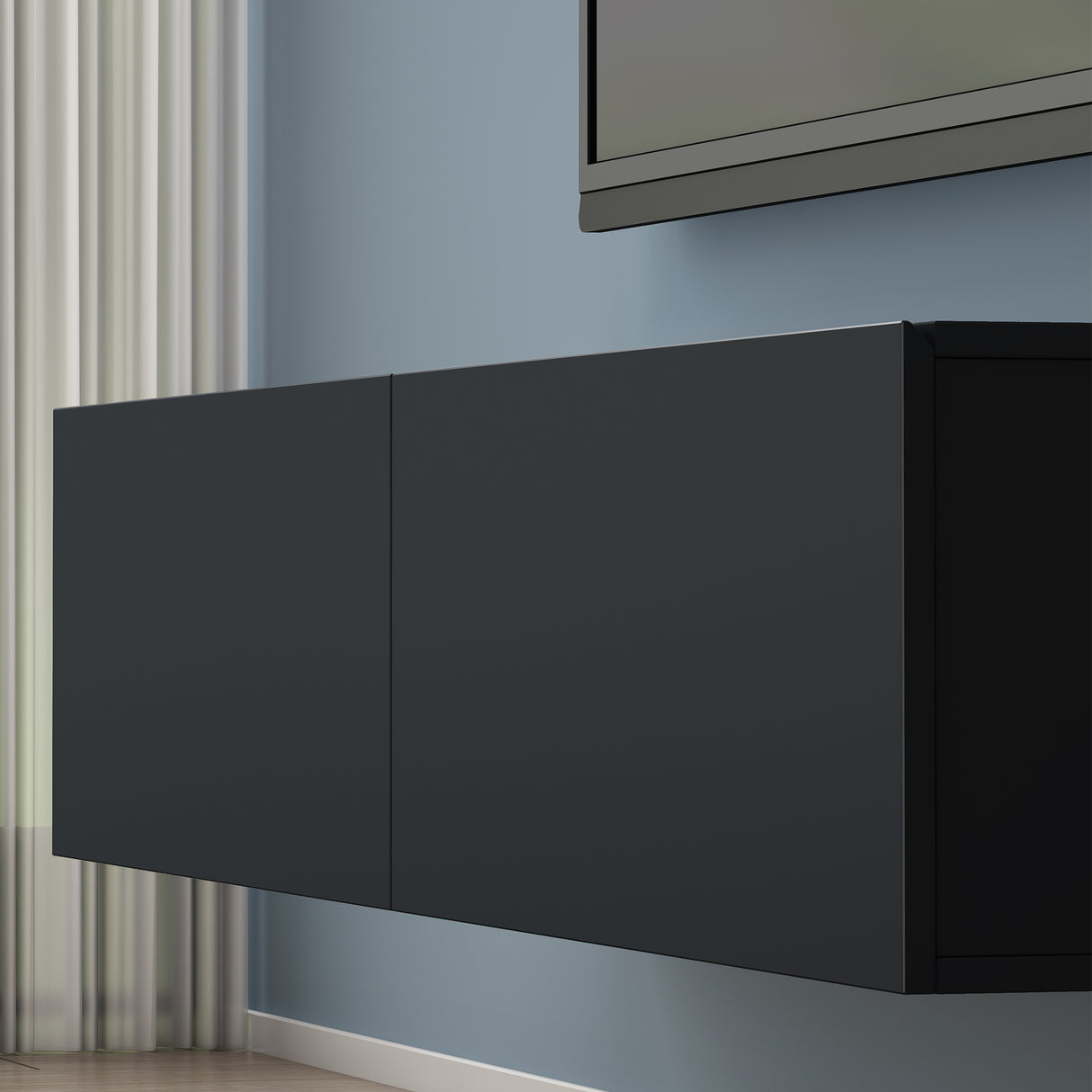 glasvilla Table TV Meuble TV Poignée Dissimulée avec Fermeture en Douceur Meuble Mural Bas pour Salon Fernsehschrank02