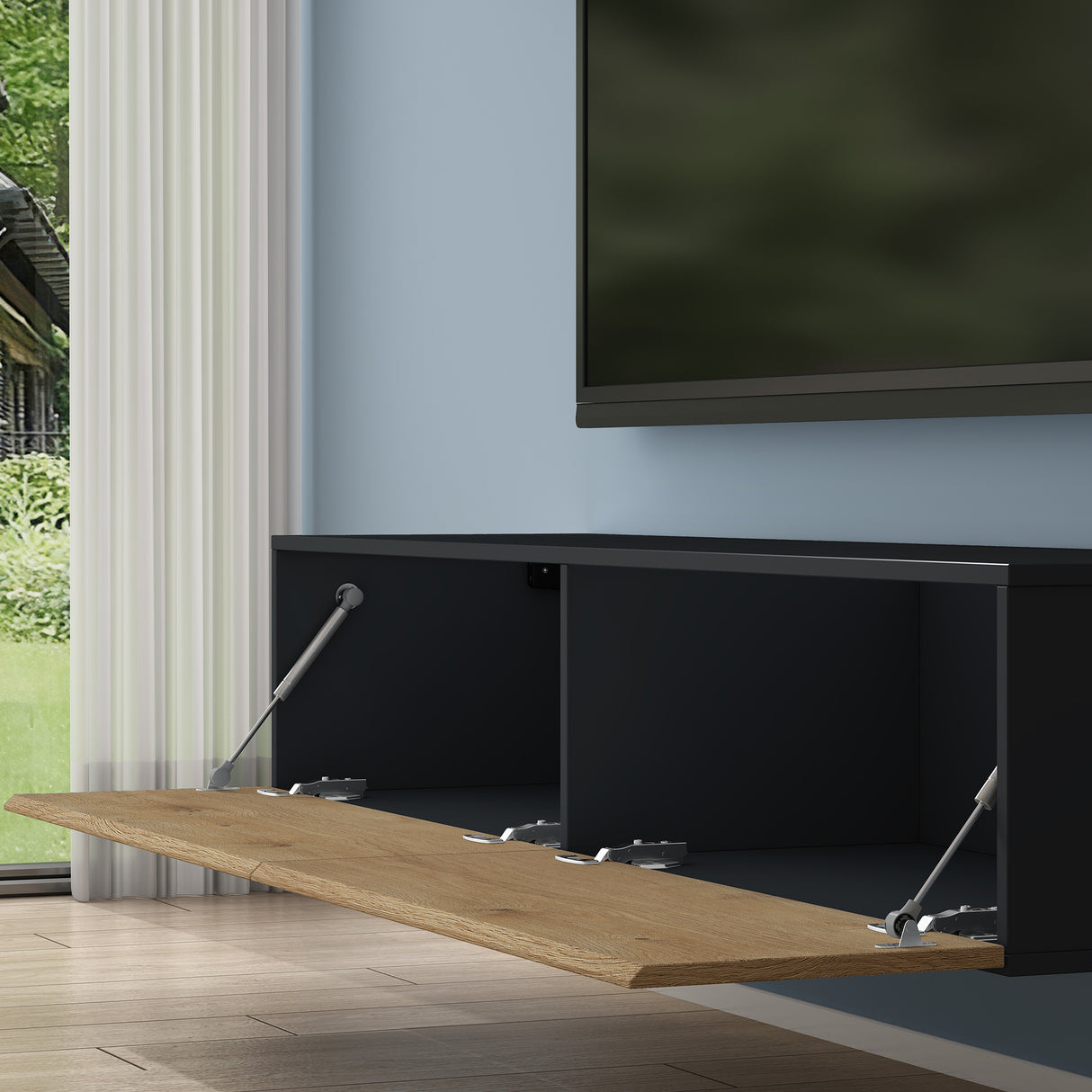 glasvilla Table TV Meuble TV Poignée Dissimulée avec Fermeture en Douceur Meuble Mural Bas pour Salon Fernsehschrank02