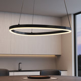 Suspension Glasvilla 50 cm, lampe LED suspendue, design ondulé dynamique, température de couleur réglable 3000K/4000K/6000K, câble 16W, idéale pour salle à manger, salon ou chambre.