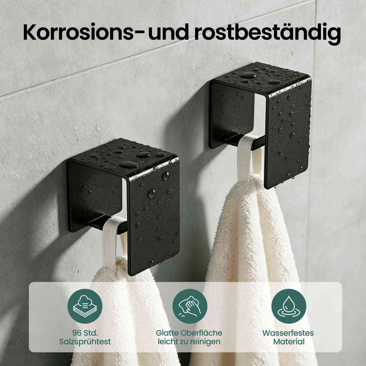 glasvilla Handtuchhaken ohne Bohren, Kleiderhaken Handtuchhalter selbstklebend , Badetuchhalter Wandhaken für Bad und Küche,  Tavrin-01