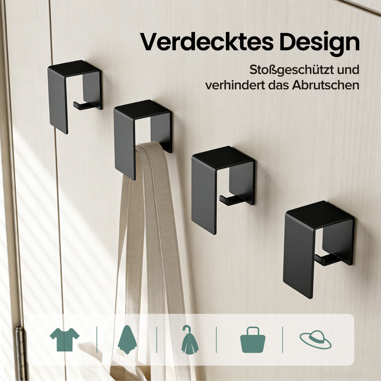 glasvilla Handtuchhaken ohne Bohren, Kleiderhaken Handtuchhalter selbstklebend , Badetuchhalter Wandhaken für Bad und Küche,  Tavrin-01