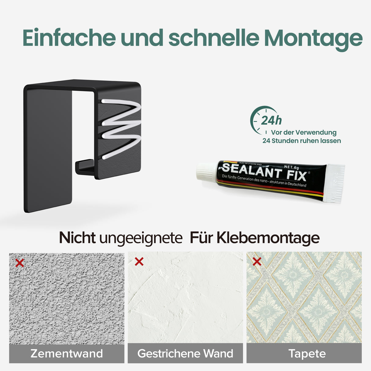 glasvilla Handtuchhaken ohne Bohren, Kleiderhaken Handtuchhalter selbstklebend , Badetuchhalter Wandhaken für Bad und Küche,  Tavrin-01