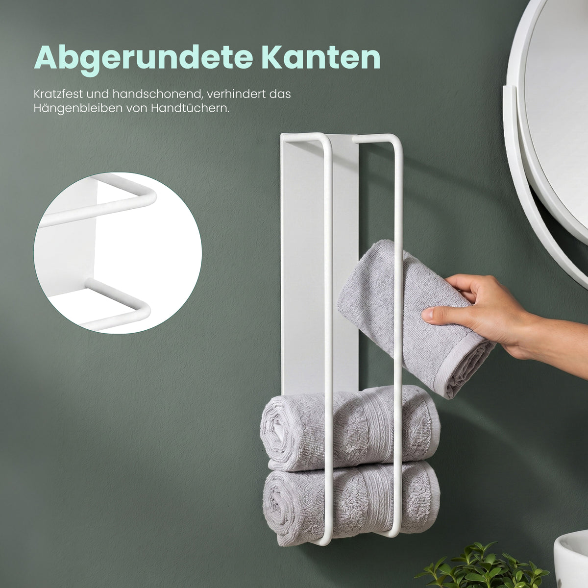 Glasvilla Handtuchhalter ohne Bohren , Badetuchhalter Selbstklebend, Handtuchaufbewahrung für Küche und Bad,  Tavrin-03