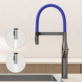 glasvilla Küchenarmatur Spültischarmatur aus Edelstahl, Küchenwasserhahn mit Einhebelmischer und magnetischer Geschirrbrause, 360° Schwenkbar Turnix-01