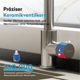 glasvilla Robinet de cuisine avec douchette extractible, mitigeur de cuisine pivotant à 360° avec 3 modes de pulvérisation, mitigeur d'évier en acier inoxydable Turnix-02