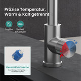 glasvilla Wasserhahn Küche Küchenarmatur mit Brause Ausziehbar, Küchenwasserhahn 360°Schwenkbar 3 Sprühfunktionen, Mischbatterie Spültischarmatur aus Edelstahl Turnix-02