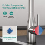 glasvilla Robinet de Cuisine avec Douchette Extractible, Mitigeur Évier Pivotant à 360°, Robinetterie en Acier Inoxydable Turnix-04