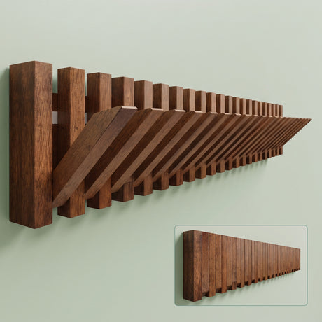 glasvilla patère murale en bois avec 7 crochets pliables magnétiques portemanteau Twigro-01