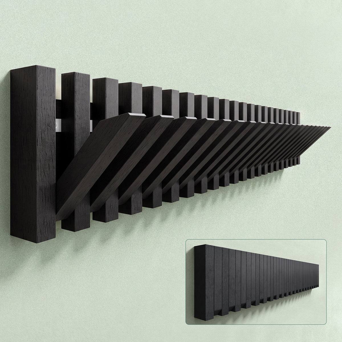 glasvilla Kleiderhaken Wandgarderobe Wandhaken aus Holz Garderobe mit 7 magnetischen Klapphaken Garderobenleiste Garderobenhaken Twigro-01