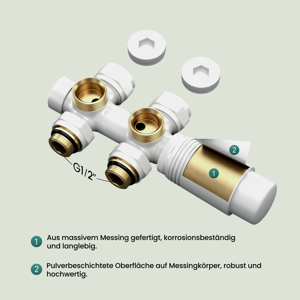 Glasvilla Design – Válvula termostática para radiador con regulador de temperatura (6°–28°C)