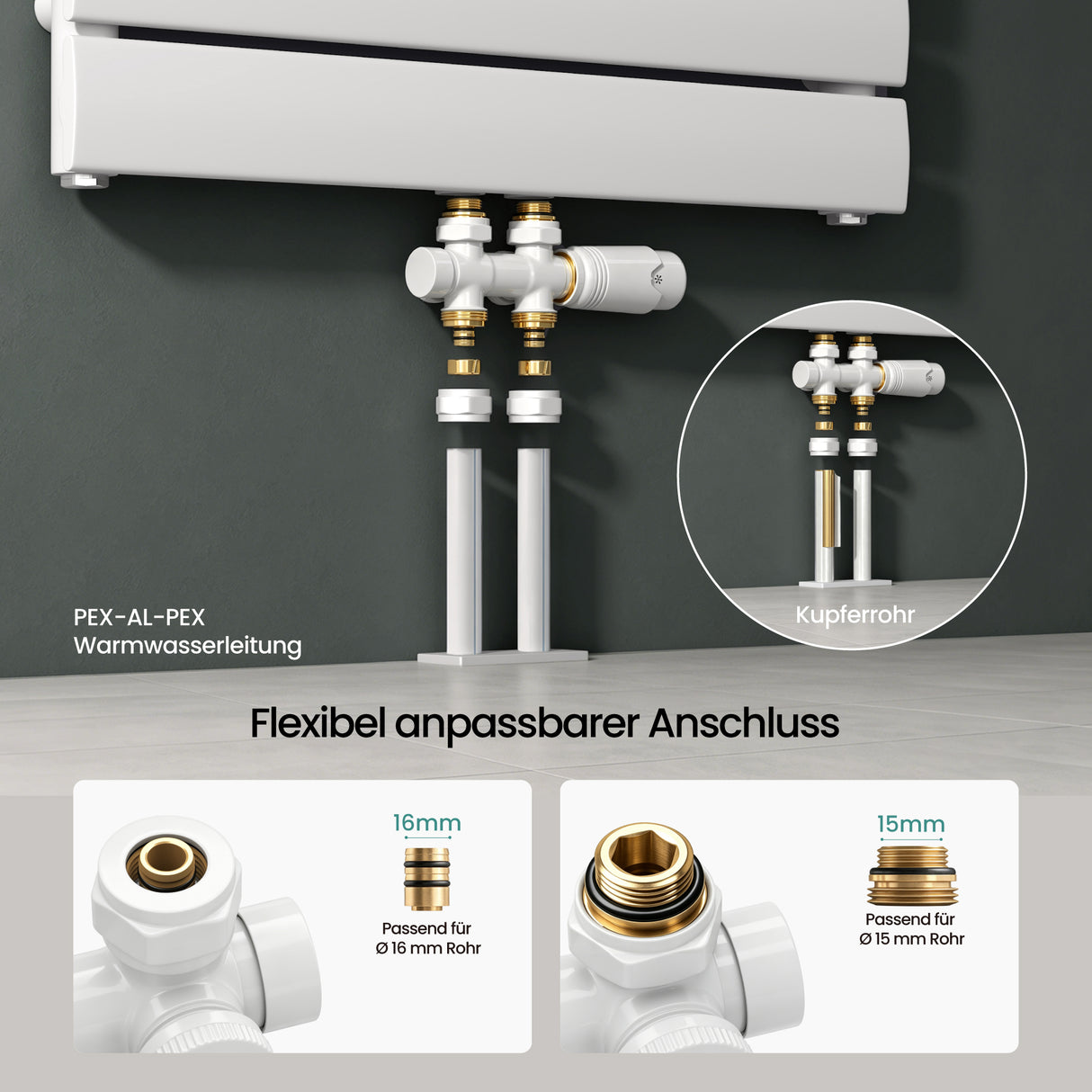 Glasvilla Design – Válvula termostática para radiador con regulador de temperatura (6°–28°C)