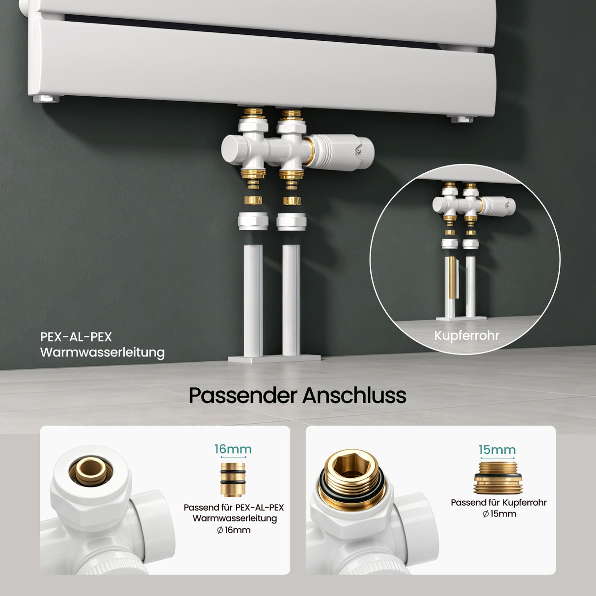 Glasvilla Design – Válvula termostática para radiador con regulador de temperatura (6°–28°C)