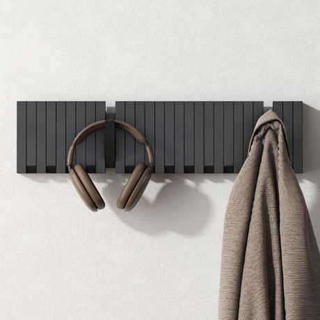 Glasvilla Design – Perchero de pared de madera con 7 ganchos magnéticos abatibles Twigro-01