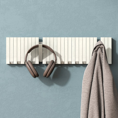 Glasvilla Design – Perchero de pared de madera con 7 ganchos magnéticos abatibles Twigro-01