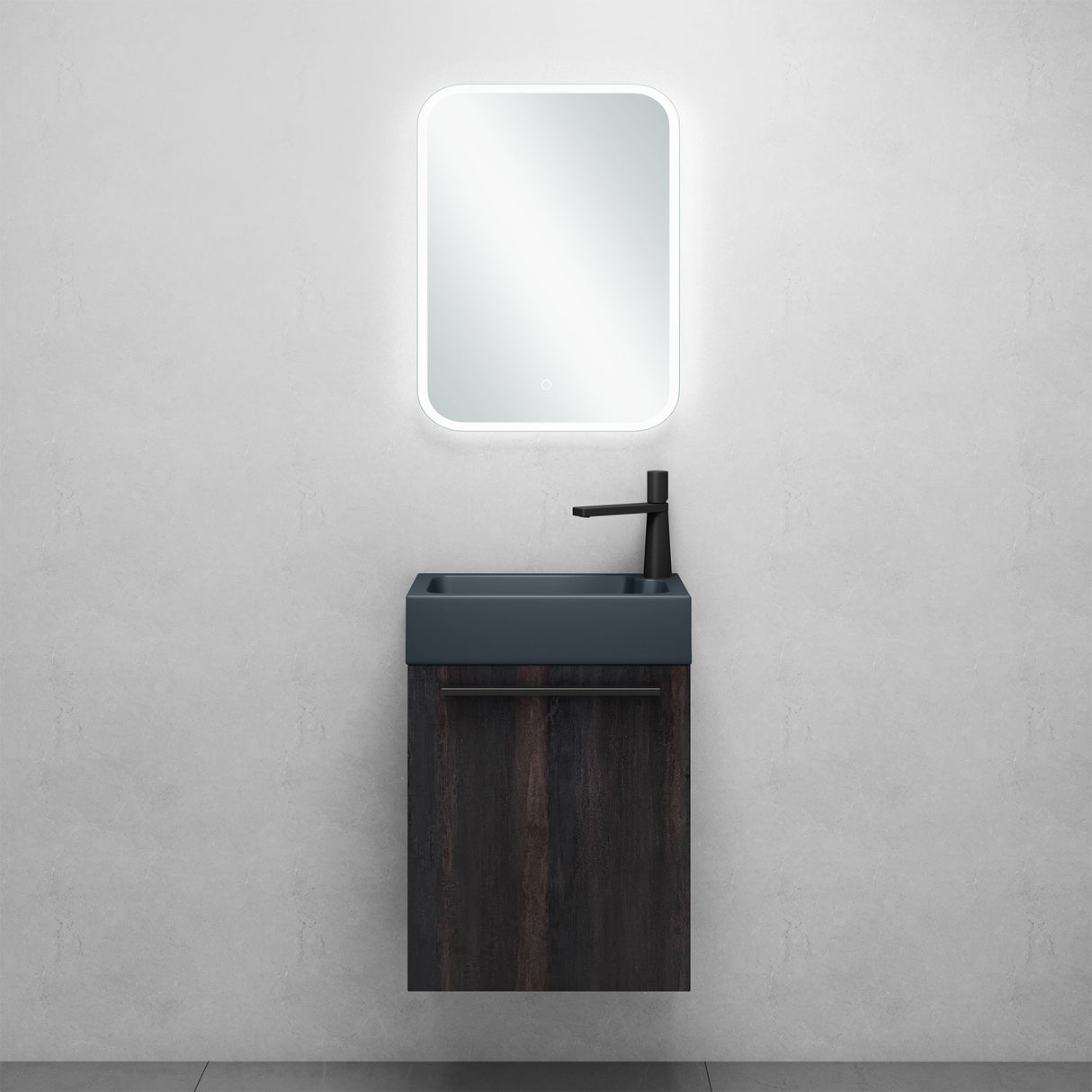 glasvilla Ensemble de Meubles de Salle de Bain avec Meuble Sous-Vasque Lavabo Anthracite Mat et Miroir de Salle de Bain LED 46x26x63 cm Pisa