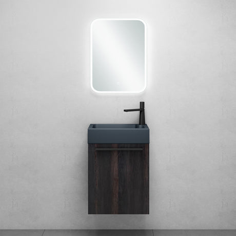 glasvilla Ensemble de Meubles de Salle de Bain avec Meuble Sous-Vasque Lavabo Anthracite Mat et Miroir de Salle de Bain LED 46x26x63 cm Pisa