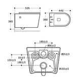 glasvilla Hänge WC Toilette Wand-WC Spülrandlos Blanco de Cerámica Montaje en Pared con Absenkautomatik Aachen601
