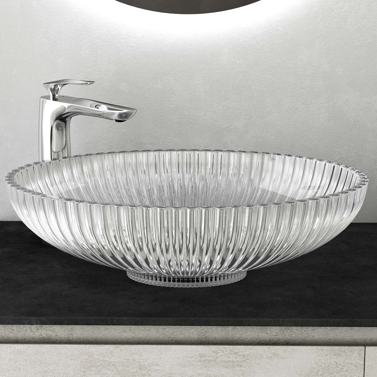 glasvilla Waschbecken Glas Aufsatzwaschbecken Glaswaschbecken Handwaschbecken Waschschale Oval Minerva08