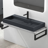 glasvilla Waschbecken Aufsatzwaschbecken Hängewaschbecken Hängewaschtisch inkl. Ablaufgarnitur Mineralguss Rechteckig Waschplatz col19