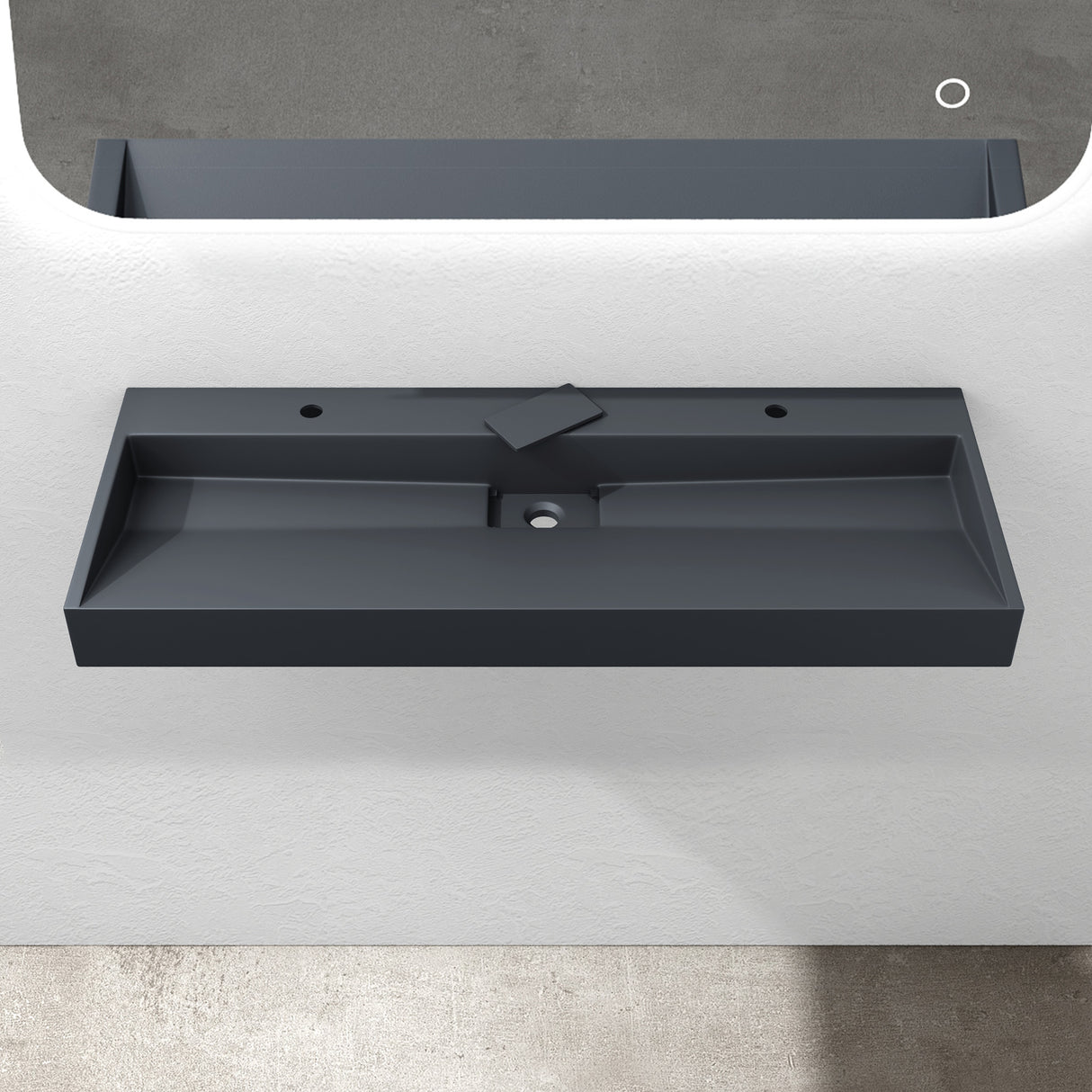 glasvilla Waschbecken Aufsatzwaschbecken Hängewaschbecken Hängewaschtisch inkl. Ablaufgarnitur Mineralguss Rechteckig Waschplatz col19