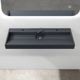 glasvilla Waschbecken Aufsatzwaschbecken Hängewaschbecken Hängewaschtisch inkl. Ablaufgarnitur Mineralguss Rechteckig Waschplatz col19