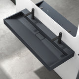 glasvilla Waschbecken Aufsatzwaschbecken Hängewaschbecken Hängewaschtisch inkl. Ablaufgarnitur Mineralguss Rechteckig Waschplatz col19