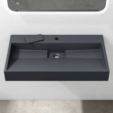 glasvilla Waschbecken Aufsatzwaschbecken Hängewaschbecken Hängewaschtisch inkl. Ablaufgarnitur Mineralguss Rechteckig Waschplatz col19