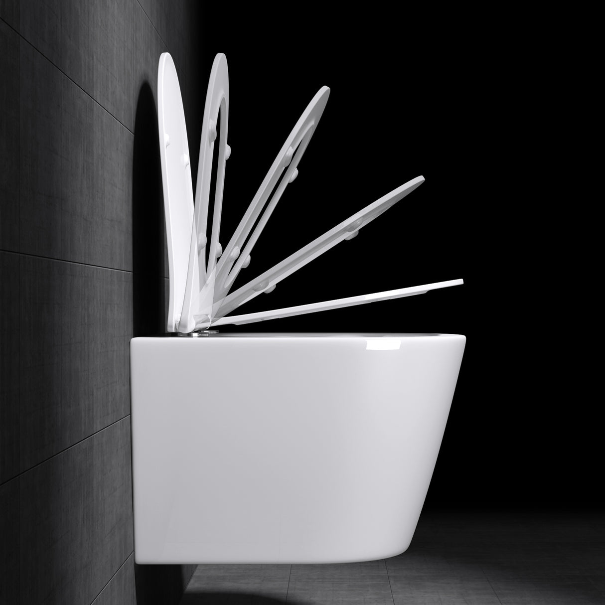 glasvilla Inodoro Suspendido Toilette Sin Reborde Blanco de Cerámica Montaje en Pared con Cierre Suave