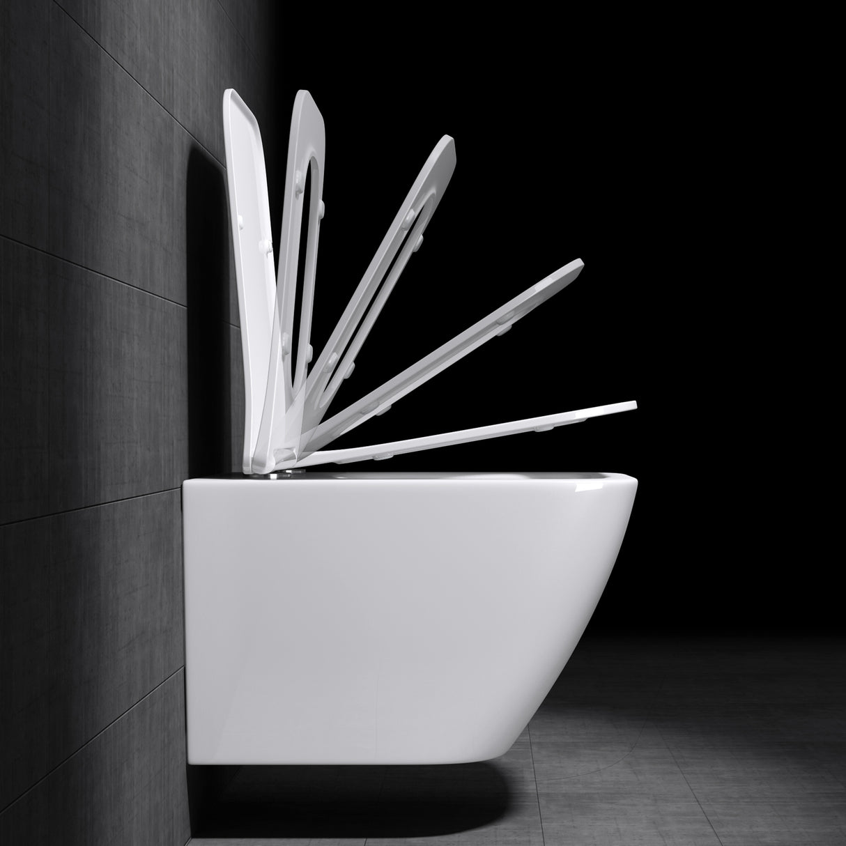 Glasvilla Design – Inodoro suspendido sin reborde en cerámica blanca con asiento Soft-Close