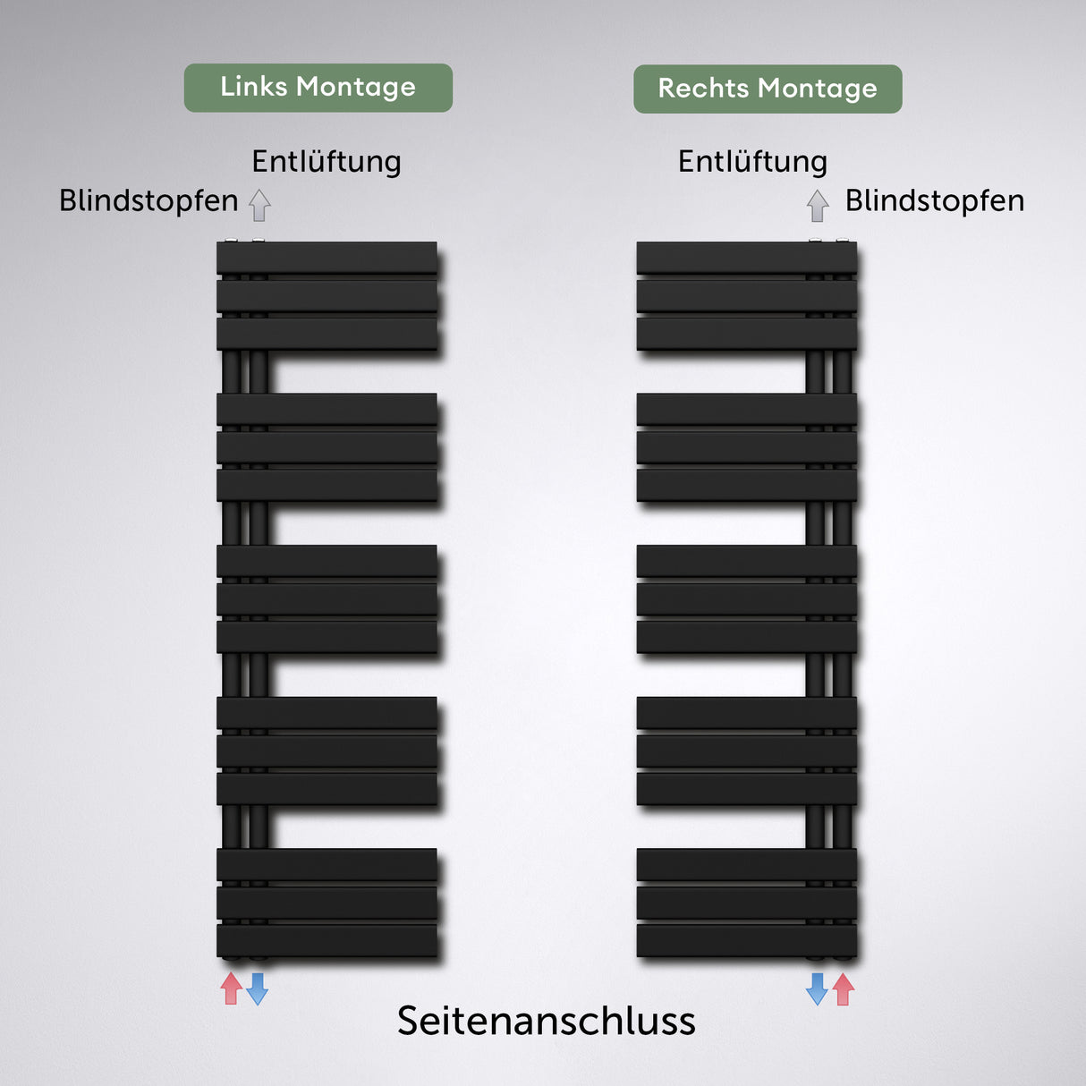 glasvilla Badheizkörper Badheizung Handtuchheizkörper Flach Seitenanschluss Handtuchhalter Handtuchwärmer FN