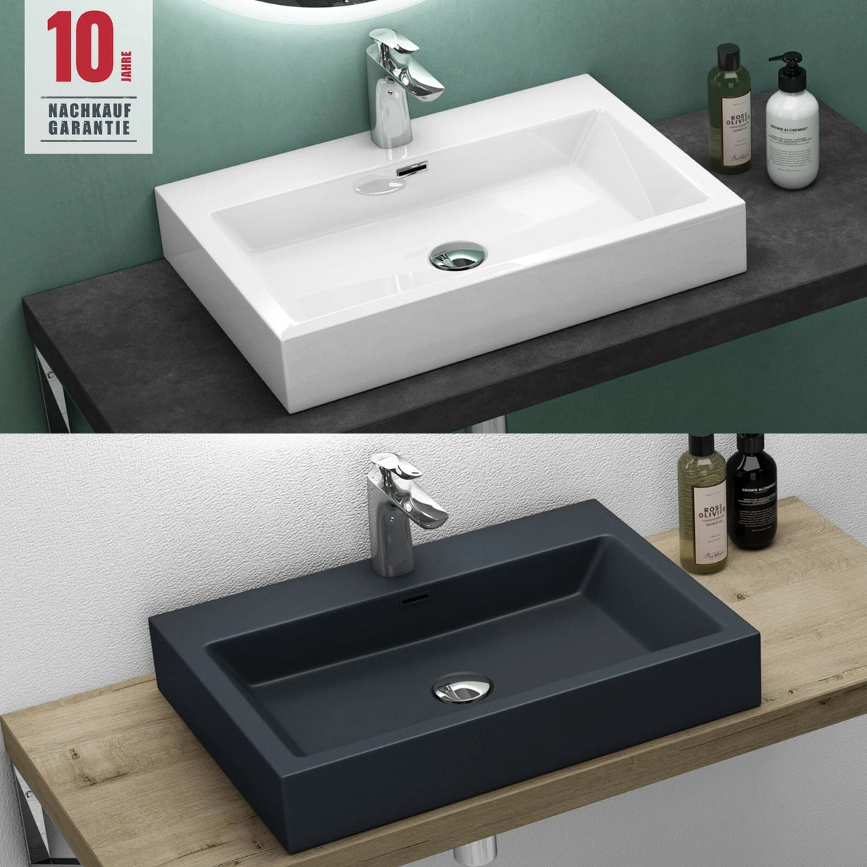 glasvilla Lavabo da Appoggio da Minerale Fuso Lavabo Bagno Sospeso Lavandino Bagno Rettangolare Colossum06