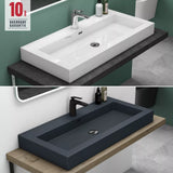 Lavabo Glasvilla Col18, lavabo suspendu, lavabo à poser, en fonte minérale, 1 trou de robinetterie, rectangulaire