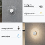 glasvilla Wandleuchte Exterior 6W LED Lámpara de Pared | Lámpara Exterior Lámpara de Camino para Jardín, 3000K con Sensor de Movimiento | Lámpara Exterior ⌀300X65mm IP65 LunaLights