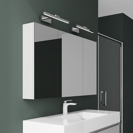 Armoire de toilette Glasvilla avec miroir et lampe intégrée, meuble de salle de bain, éclairage miroir, lampe de salle de bain LED rotative à 180°, d'une beauté rayonnante