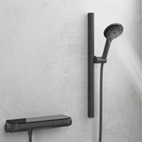 Système de douche Glasvilla avec thermostat, kit de robinetterie complet avec verrouillage de sécurité, 3 jets, pommeau de douche réglable en hauteur avec bec inférieur en laiton, système de douche 9