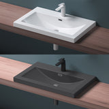 Lavabo Glasvilla, vasque encastrée, meuble-lavabo, en fonte minérale, rectangulaire, 1 trou de robinetterie, avec trop-plein, Col01